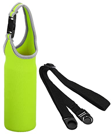 PATIKIL 67mmx185mm Water Bottle Sling Bag, 1 Pack Neoprene Portable Insulated Bottle Holder Carrier with Removable Adjustable Shoulder Strap, Green