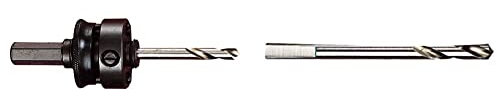 Starrett A2 Hole Saws Arbor - 32-210mm Quick Hitch Screw Thread Hex Shank Arbor with 6.35mm High-Speed Steel Pilot Drill - Quick Change Mandrel & A014CE 92mm Extended Length Pilot Drill