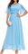 Bbonlinedress Abendkleider elegant für Hochzeit Spitzen Chiffon Ärmel Kleid festliches Brautjunferkleid Maxi Bridesmaid Dress Partykleid Abschlusskleid lang Ballkleid Blue M