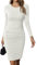 Missufe Bodycon Freizeitkleid Enges Figurbetontes Bleistiftkleid Damen Knielanges Kleider (Weiß, Klein)