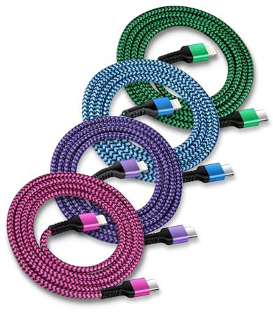 USB C to Lightning Cable 4Pack/10ft, Apple Certified Powerline C-Type Charger Cord Fast Charging Original Lighting Wire for iPhone 14 13 13 Pro 12 Pro Max 11 XR 8 Plus, AirPods, Power Delivery Speedy