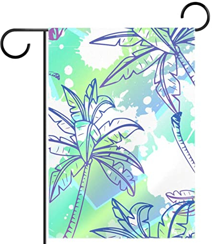 abstrakte Palmengeometrie Gartenflagge 12x18 Zoll,Kleine Hofflaggen,doppelseitige vertikale Banner-Außendekoration