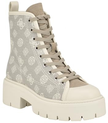 GUESS Damen Shutter Springerstiefel, Elfenbeinfarbenes Logo, Mehrfarbig, 41 EU