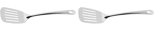 Fackelmann Pfannenwender 33 cm LARA, Küchenhelfer aus Edelstahl, Schlitzwender mit praktischer Öse (Farbe: Silber), Menge: 1 Stück (Packung mit 2)