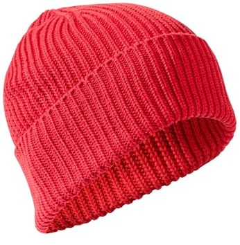 camel active Damen Strick-Beanie aus Reiner Baumwolle Hellrot, Womenswear-OS