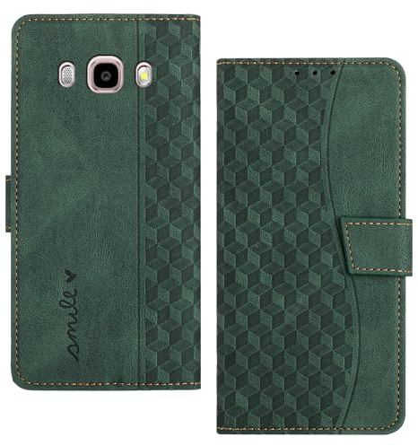 Radoo Handyhülle für Samsung Galaxy J5 2016/J510 Hülle Leder für Klappbar PU Leder Tasche Flip Wallet Stoßfeste Case Schutzhülle Klapphülle für Galaxy J5 2016/J510 Hülle Lederhülle (Grün)