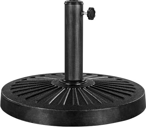 Yaheetech 14kg Garden Parasol Base Cast Iron Effect Parasol Base Heavy Duty Sun Shade Stand Holder, Umbrella Stand Outdoor w/Adjustable Tightening Knob for Umbrella, Canopy, Gazebo, Awning (Black)
