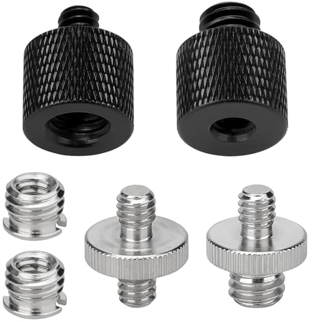 Kigniote Stativ Adapter 1/4 auf 3/8 Zoll Gewindeadapter Stativschraube 3/8 auf 1/4 Zoll Kamera Gewindeadapter 1/4 zu 1/4 Gewinde Stativ Adapter Schrauben für Kamera Mikrofonstativ Lampenstative