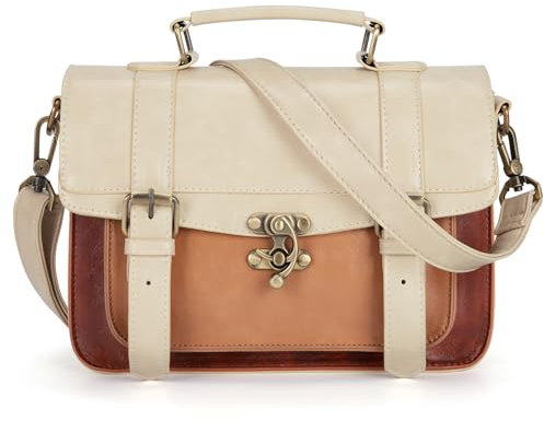 ECOSUSI Vintage Umhängetasche Frauen PU Leder Schultertaschen Umhängetasche Damen Klein Damen Messenger Bag Handtasche mit Verstellbar Abnehmbar Schultergurt Hellbraun