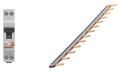 DEBFLEX - DISJONCTEUR 3KA PH+N 10A - Modulaires - Gamme modulaire - Disjoncteurs - 707502 & Peigne 13 modules noir/blanc longueur 220mm