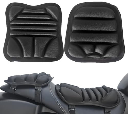 Lot de 2 coussins de siège en gel confortables pour moto | Selle en gel pour moto, passager, non gonflable, anti-stress, anti-vibrations