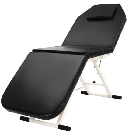 Konfiur Massageliege Klappbar, Mobile Kosmetikbett 3 Zonen Klappbar Massageliegen Alu Massagetisch Behandlungsliege Salon Spa Beauty Bett, 182 * 60 * 61 cm, Schwarz