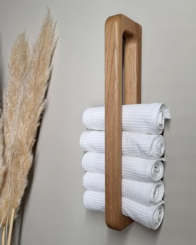 Handtuchhalter aus massivem Eichenholz, Design, einfache und stabile Montage (kein Kleben!), Made in Germany, vertikal, horizontal, scandi, minimalistisch, nachhaltig, edel, Badezimmer, Bad, Gäste-WC,