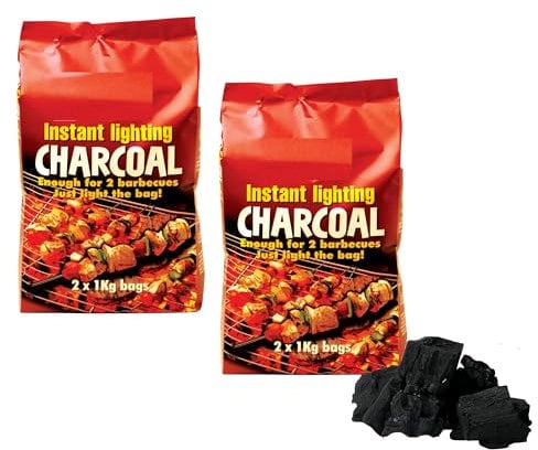 2 x Bags Of Instant Lighting Charcoal BBQ Lumpwood Fuel Quick Lighting Grill Charcoal 2 x 850g Bags Per Bag