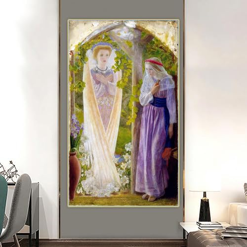 5D-Diamant-Malerei-Set für Erwachsene und Kinder, Arthur Hughes The Annunciation, DIY-Diamantgemälde