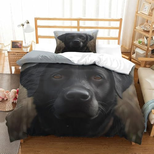 DCABEIOOE Labrador Retriever 3D Druck Bettwäsche Bettbezug Und Kissenbezug Mit Reißverschluss Kinder Bettwäsche Single（135x200cm）