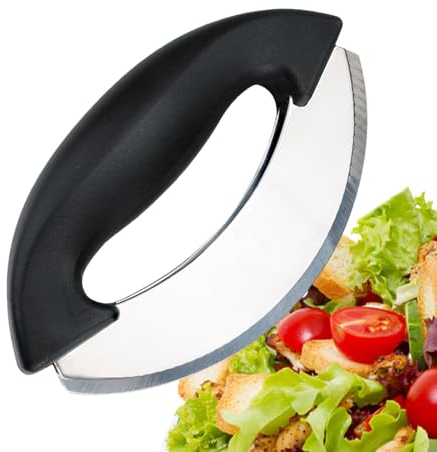 Hachoir à salade, couteau à bascule en acier inoxydable, outil de hachoir à salade ultra-tranchant pour salade hachée, coupe-légumes, hachoir à oignon, couteau à hacher, coupe-pizza