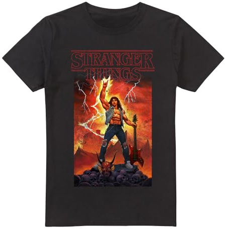 Stranger Things - Rock of Eddie Munson Unisex T Shirt, Black, XX-Large