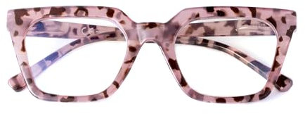 SKYWAY Übergroße Blaulichtfilter Brille Damen Herren,Stilvolle Quadratische Katzenaugen Blaulicht Brille Computerbrille Gaming Brille Ohne Stärke,Blendschutz/UV-Schutz (Rosa Schildpatt)