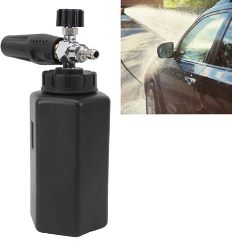 Aladeno Hochdruckreiniger-Schaumkanone, 1/4-Zoll-Schnellanschluss, verstellbare Autowasch-Schaumkanone mit zusätzlichen 1,1-mm-Düsenöffnungen für Hochdruckreiniger, Schwarz