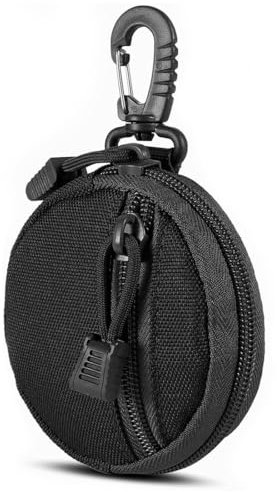 JEYORZY 1 Stück Münzhalter, Nylon Mini-Geldbörse mit abnehmbarem Haken, 10 x 10 x 2,0 cm, leichte Geldbörse für Wandern, Klettern, Radfahren, Einkaufen (schwarz)