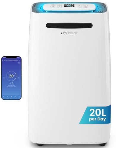 Pro Breeze® 20L/Tag smarter luftentfeuchter elektrisch mit digitalem Feuchtigkeitsanzeiger Schlafmodus Dauerbetrieb Wäschetrocknung und 24h-Timer – Ideal gegen Feuchtigkeit und Kondensation