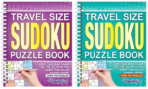 BG Wiro Travel Size Wordsearch Sudoku Crossword A5 Puzzle Books, Choose Your Set of 2 (SUDOKU)