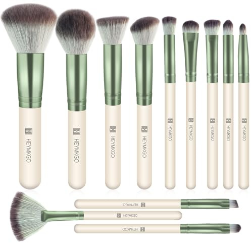 HEYMKGO Set Pennelli Make Up 12 Pezzi Diversity Pennelli Trucco Premium Setole Sintetiche Fondotinta In Polvere Correttori Fard Blending Rossetto Ombretto Sopracciglia Illuminante Pennello Trucco