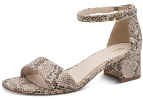 Tamaris Damen Heeled Sandals Textil, beige, 39 EU