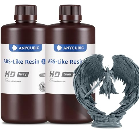 ANYCUBIC ABS-Like Resin 2.0 für alle Harz-3D-Drucker (HD Grau, 2 kg) | 3D Drucker Resin mit hoher zähigkeit, Präziseren Details, Geringem Geruch, breite kompatibilität