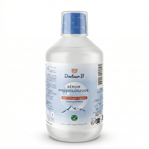 Solución salina estéril 0,9% NaCl – Solución fisiológica para lavado nasal, cuidado nasal, bebés y limpieza de heridas (500 ML)