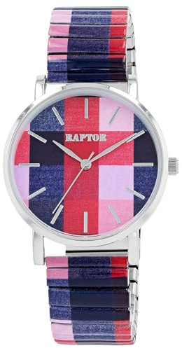 Raptor Ausgefallene Damenuhr Bunt Grün Regenbogen | Armbanduhr Damen außergewöhnlich mit Zugarmband | Besondere Damenarmbanduhr – Modische Uhr Frauen Senioren