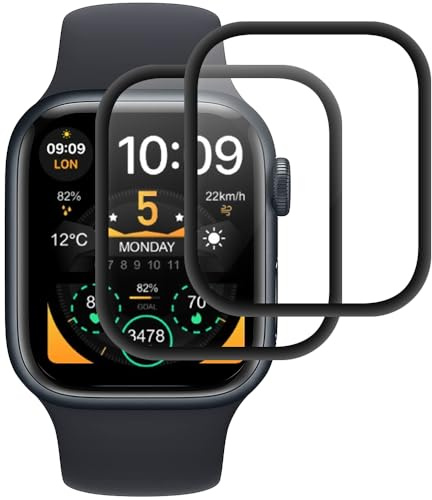 Beukei Protector de Pantalla Compatible con Apple watch Series 6/5/4/SE/SE2/SE3 44mm, 2 Piezas Cristal Protector[Dureza 9H][Antihuellas][Antiarañazos][Ultra Claro] Progector Pantalla