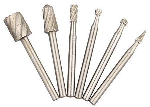 HALJIA Juego de 6 fresas de madera HSS de acero de alta velocidad para enrutador de enrutamiento de 3,17 mm para herramienta giratoria Dremel