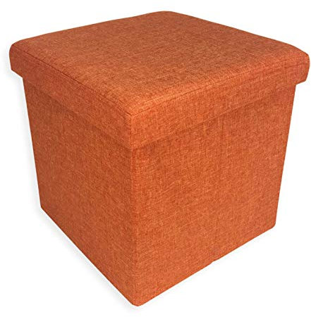 tex family Boîte Pouf Repose-Pieds Tissu Taylor Orange