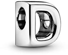 PANDORA Moments Buchstabe D - wendbares Alphabet-Charm aus Sterling-Silber mit geprägten Herzen und Perlen an der Rückseite - kompatibel mit Armbändern Moments Kollektion