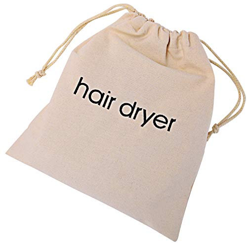 Senkary Hair Dryer Bags Drawstring Cotton Hairdryer Storage Bag, 11.8 Inch by 13.8 Inch, Beige