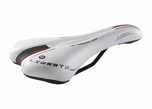 Made In Italy Montegrappa Originaler Sattel Hohl Ergonomisch Mountainbikesättel Kunstleder Perfekt Für Cityradräder MTB Trekkingräder Mod. Liberty 1400 (Farbe: Weiß)