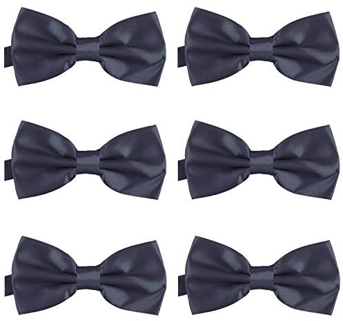 DonDon 6er Set Herren Fliege 12 x 6 cm gebunden und längenverstellbar grau