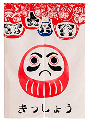 LIGICKY Noren Japanese Style Doorway Curtain Cotton Linen Doll Daruma Printed Window Treatment Door Tapestry for Home Decoration 33.5 Width x 47.2 Long