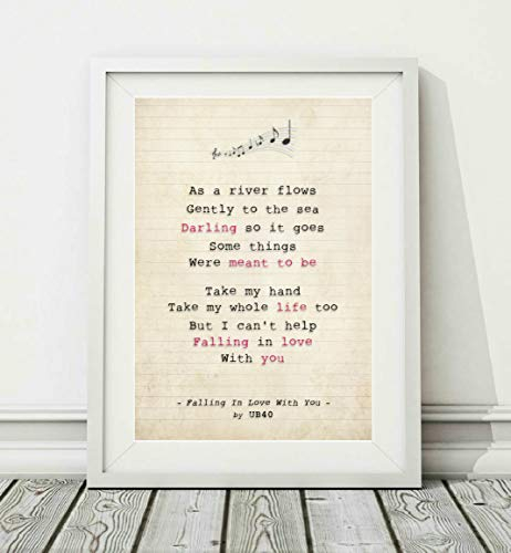 Didymus Co UB40 – Falling In Love With You – Liedtext Kunstdruck (ungerahmt) – Größen A4 A3, A3