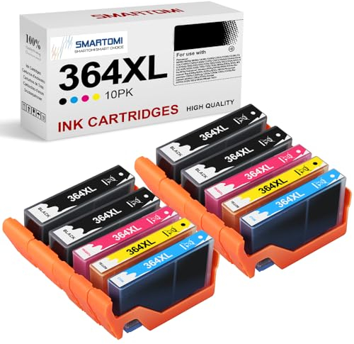 SMARTOMI 364XL Schwarz Patronen Kompatible für HP 364 Druckerpatronen Multipack für Deskject 3520 Photosmart 5520 5510 Officejet 4622, 6520 4622 5515 7520 5522 6510 b109a b110a 3070A（10er-Pack）