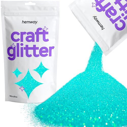 Hemway Craft Glitter - Microfin 1/256 0,004 (0,1mm) - Glitter pour Arts Crafts Gobelets papier de verre Décorations de bricolage Projets - 100 g - fluorescent au néon bleu