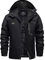 EKLENTSON Herren Winterjacke Skijacke Gefütterte Warme Wanderjacke Schnee Jacke mit Kapuze, (Grau-schwarz, XL)