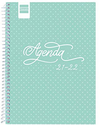Finocam - Kalender Cool 2021/2022, Wochenansicht, September 2021 bis Juni 2022, 10 Monate und Juli/August als Übersicht, 4º, 155 x 212 mm, Spiralbindung, Türkis, Spanisch