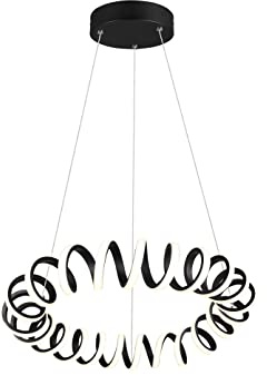 Trio Leuchten LED Pendelleuchte Curl 325110132, Metall Schwarz matt, inkl. 33 Watt LED, Switch Dimmer