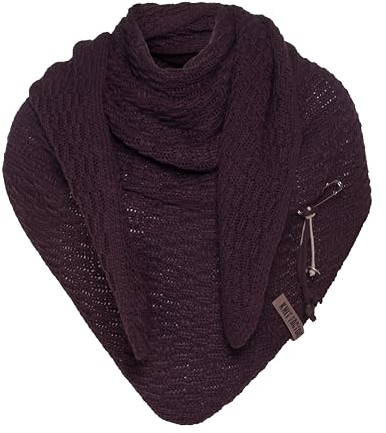 KNIT FACTORY - Dreiecksschal Jaida - Damen Strickschal mit Wolle - Hochwertige Qualität - XXL Schal - 190 x 85 cm - Aubergine