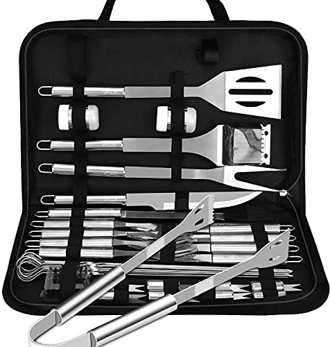 Vpcok Direct Kit Barbecue, 33 pcs Accessoires Barbecue, Set Barbecue, Malette Barbecue for Camping/Garden, Made of Stainless Steel, with Carrying Bag