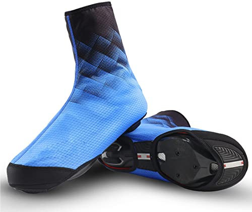 LZQpearl Fashion Rad Überschuhe, Unisex Straße Berg Fahrradüberschuhe, Wasserdicht Winddicht Leicht Thermisch Warm MTB Überschuhe Booties Cover (Blue,L)