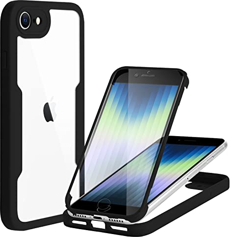 Yoedge Funda para Apple iPhone 7 Plus/8 Plus 5,5, 360 Grados Protección Transparente Antigolpes Carcasa Full Cover con Protector de Pantalla Integrado Anti-Rayones Silicona TPU Bumper Case, Negro